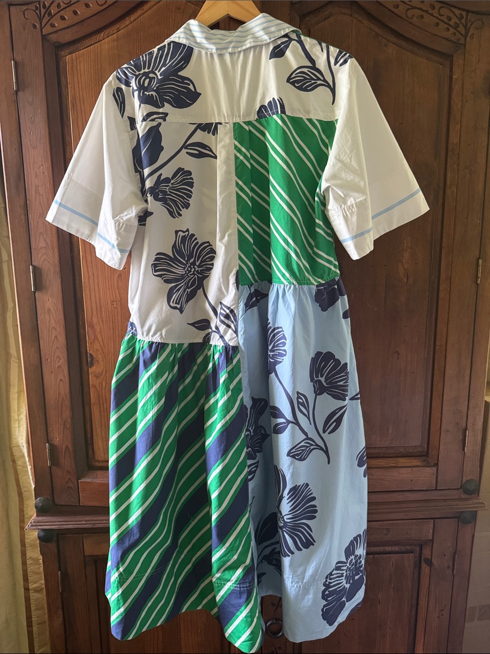 EUC MAEVE ANTHROPOLOGIE BEATRIX MIXED PRINT BUTTON DOWN DRESS. SIZE S PETITE. - Picture 9 of 16